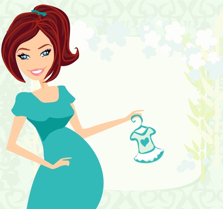  Beautiful pregnant woman on shopping for her new baby のイラスト素材