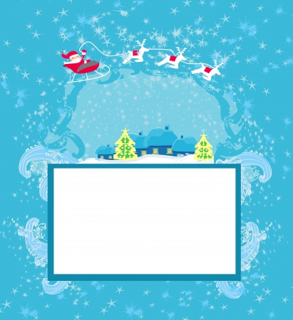  Happy New year card with Santa and winter landscape のイラスト素材