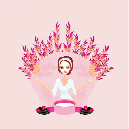  Cute woman applying moisturizer vector illustration のイラスト素材