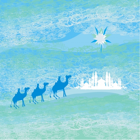  Classic three magic scene and shining star of Bethlehem,  illustration のイラスト素材