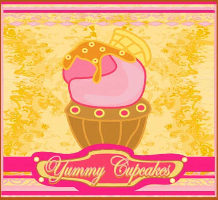  Vintage card with cupcake のイラスト素材