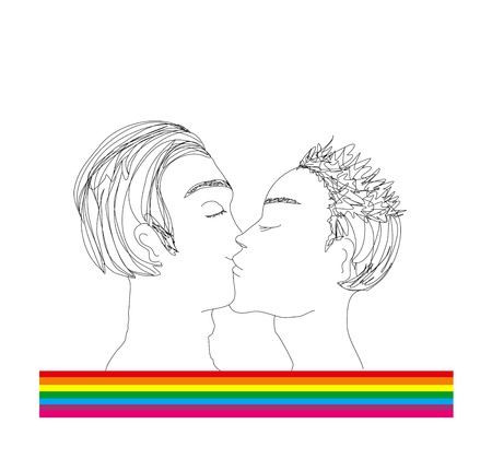  Two men kissing のイラスト素材
