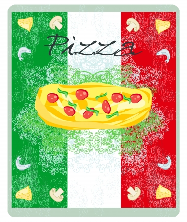  Pizza grunge poster のイラスト素材