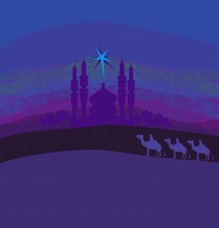  Classic three magic scene and shining star of Bethlehem, illustration のイラスト素材