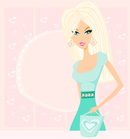  fashion girl Shopping - abstract illustration のイラスト素材