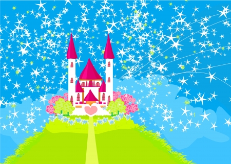  Magic Fairy Tale Princess Castle のイラスト素材