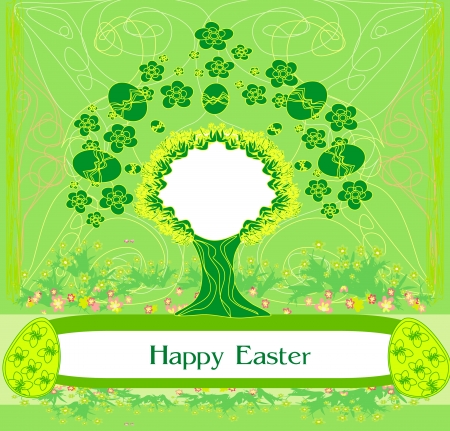  Easter tree frame のイラスト素材