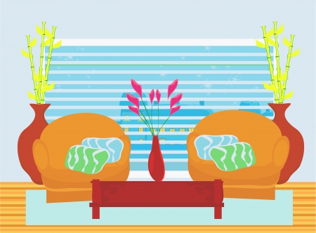  Fashionable interior of living roomのイラスト素材