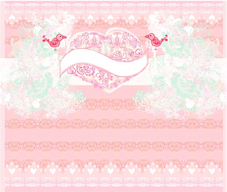  valentines day greeting card with 2 sweet love birds のイラスト素材