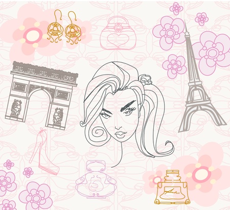  Paris seamless pattern のイラスト素材
