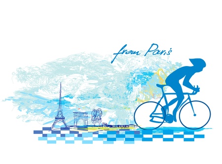Cycling in Paris - Grunge Poster のイラスト素材