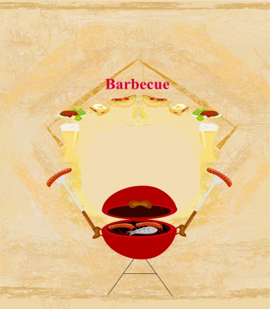  Vintage Barbecue Party Invitation のイラスト素材