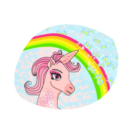  Unicorn with a rainbow vector のイラスト素材