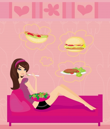  Diet eating temptation のイラスト素材