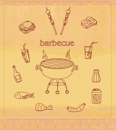  Vintage Barbecue Party Invitation のイラスト素材