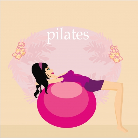 Woman with fitness ball のイラスト素材