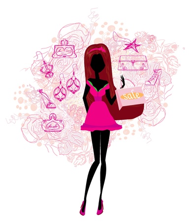  abstract fashion girl Shopping - illustration のイラスト素材