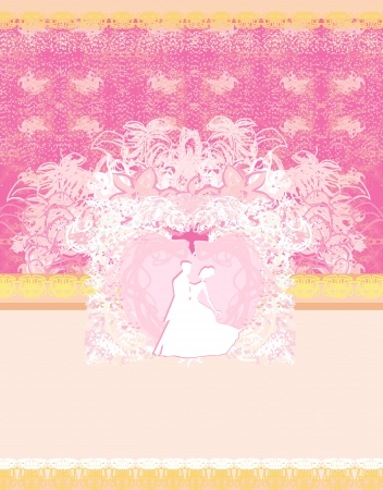  Wedding invitation with bride and groom.のイラスト素材