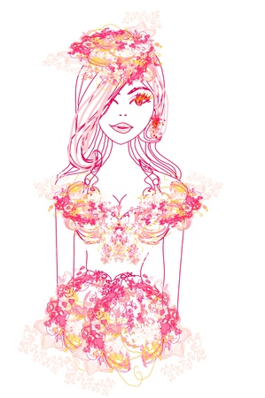  Creative fashion portrait, vector のイラスト素材