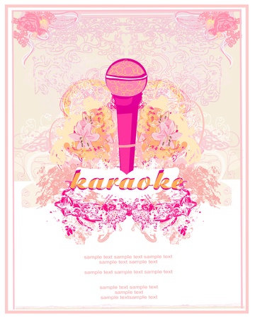 banner with microphone - karaoke party designのイラスト素材