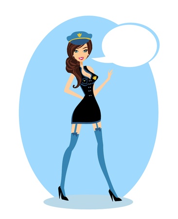 Pin-up Girl Wearing a Cop's Uniform のイラスト素材