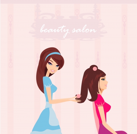 illustration of the beautiful woman in hairdressing salon のイラスト素材
