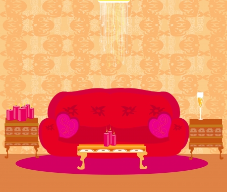  Fashionable interior of living roomのイラスト素材