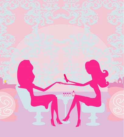  Young lady doing manicure in beauty salon のイラスト素材