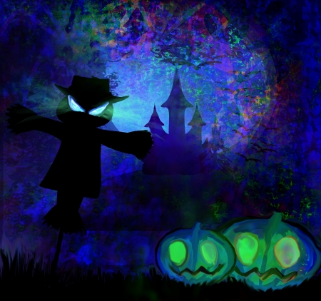 Halloween scary scarecrow の写真素材