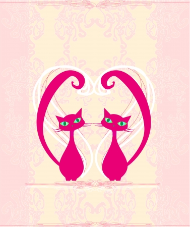 cute cat in love card のイラスト素材