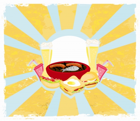  Vintage Barbecue Party Invitation のイラスト素材