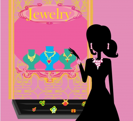 Girl and jewellerys のイラスト素材
