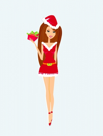 beautiful sexy girl wearing santa claus clothes のイラスト素材