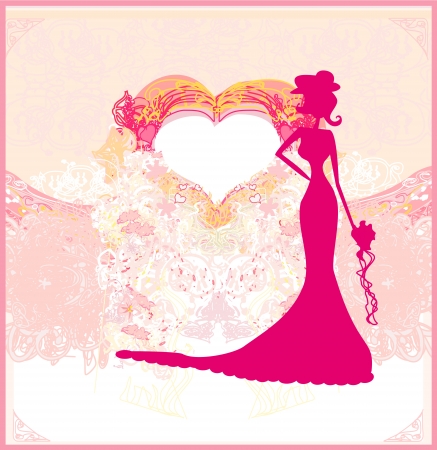 Abstract Beautiful floral bride card のイラスト素材
