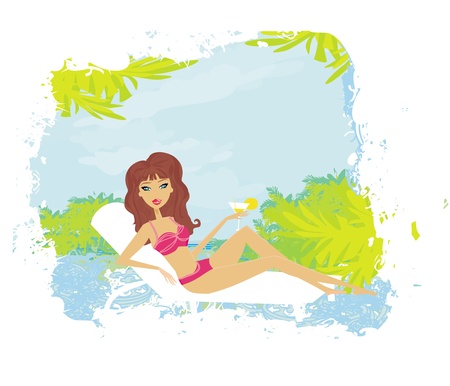 girl sunbathingのイラスト素材