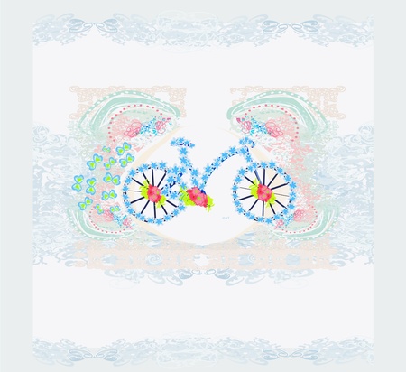 abstract floral bicycle illustration のイラスト素材