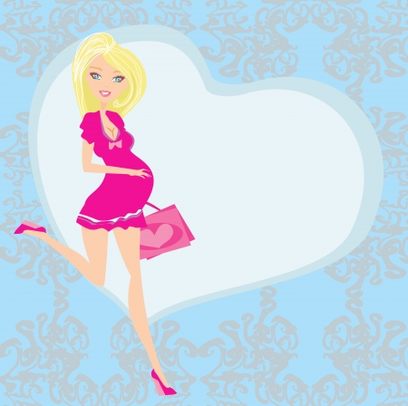  Beautiful pregnant woman on shopping for her new baby のイラスト素材