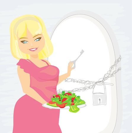 girl on a diet - Refrigerator with chain and lock のイラスト素材