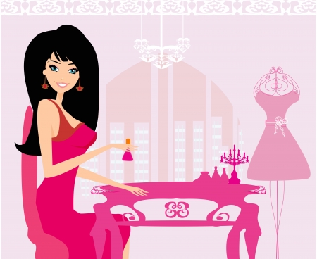 girl does a manicure のイラスト素材