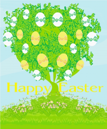  Easter tree cardのイラスト素材