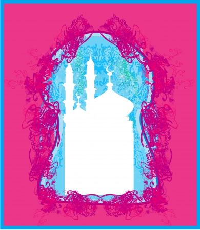 artistic pattern background with mosque のイラスト素材