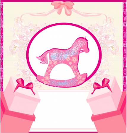 Rocking Horses - baby girl baby shower invitation cardのイラスト素材