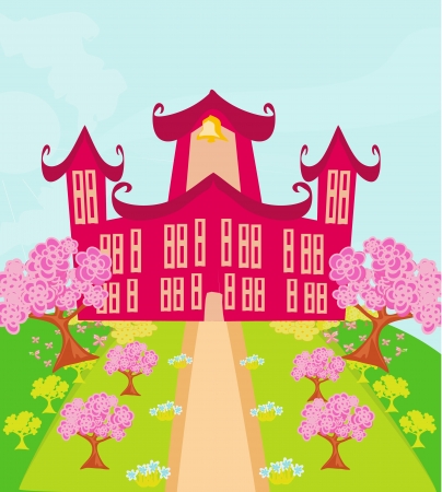 funny school buildingのイラスト素材