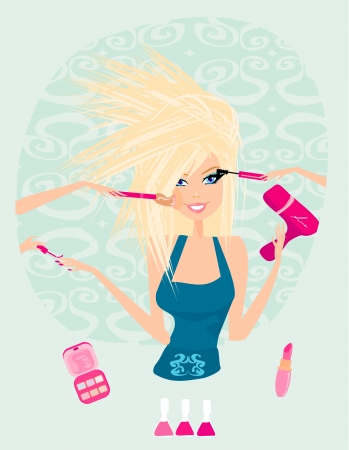 Make-up girl , cosmetics setのイラスト素材