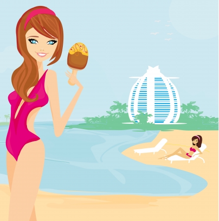 beautiful girl on vacationのイラスト素材