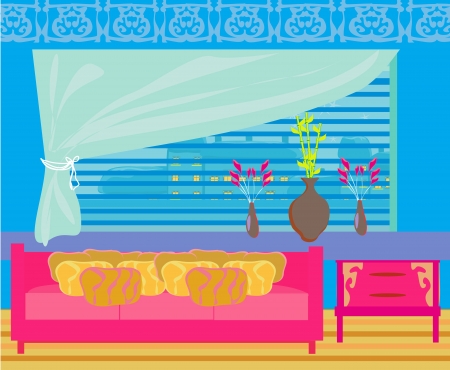  Fashionable interior of living room - vector のイラスト素材