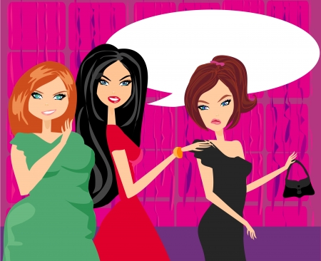 Envious two women gossip about their friend のイラスト素材