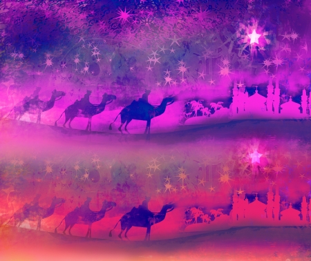  Classic three magic scene and shining star of Bethlehem の写真素材