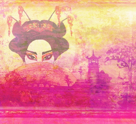  Abstract Beautiful geisha Portrait の写真素材