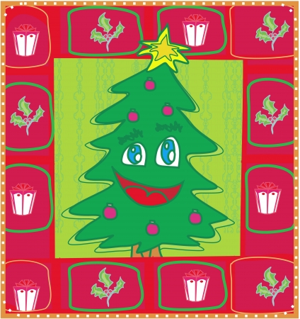 funny christmas tree card のイラスト素材